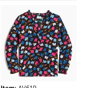 J Crew | Printed ruffleneck button-up top | 2x